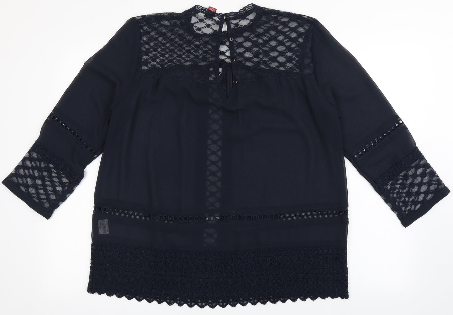 Palmer Womens Blue  Polyester Basic Blouse Size 16 Round Neck