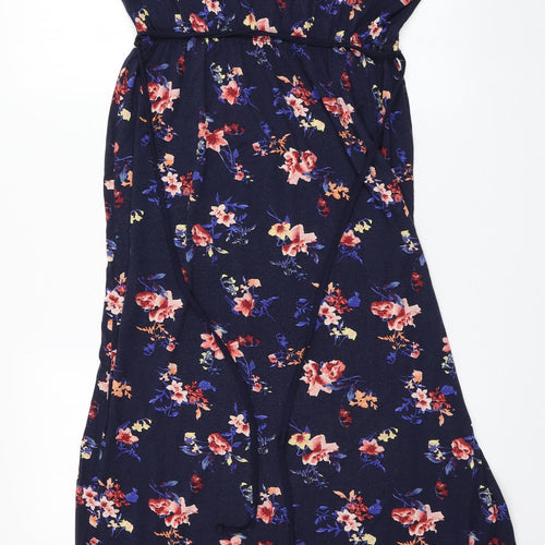 George Womens Blue Floral Viscose A-Line  Size 16  Round Neck