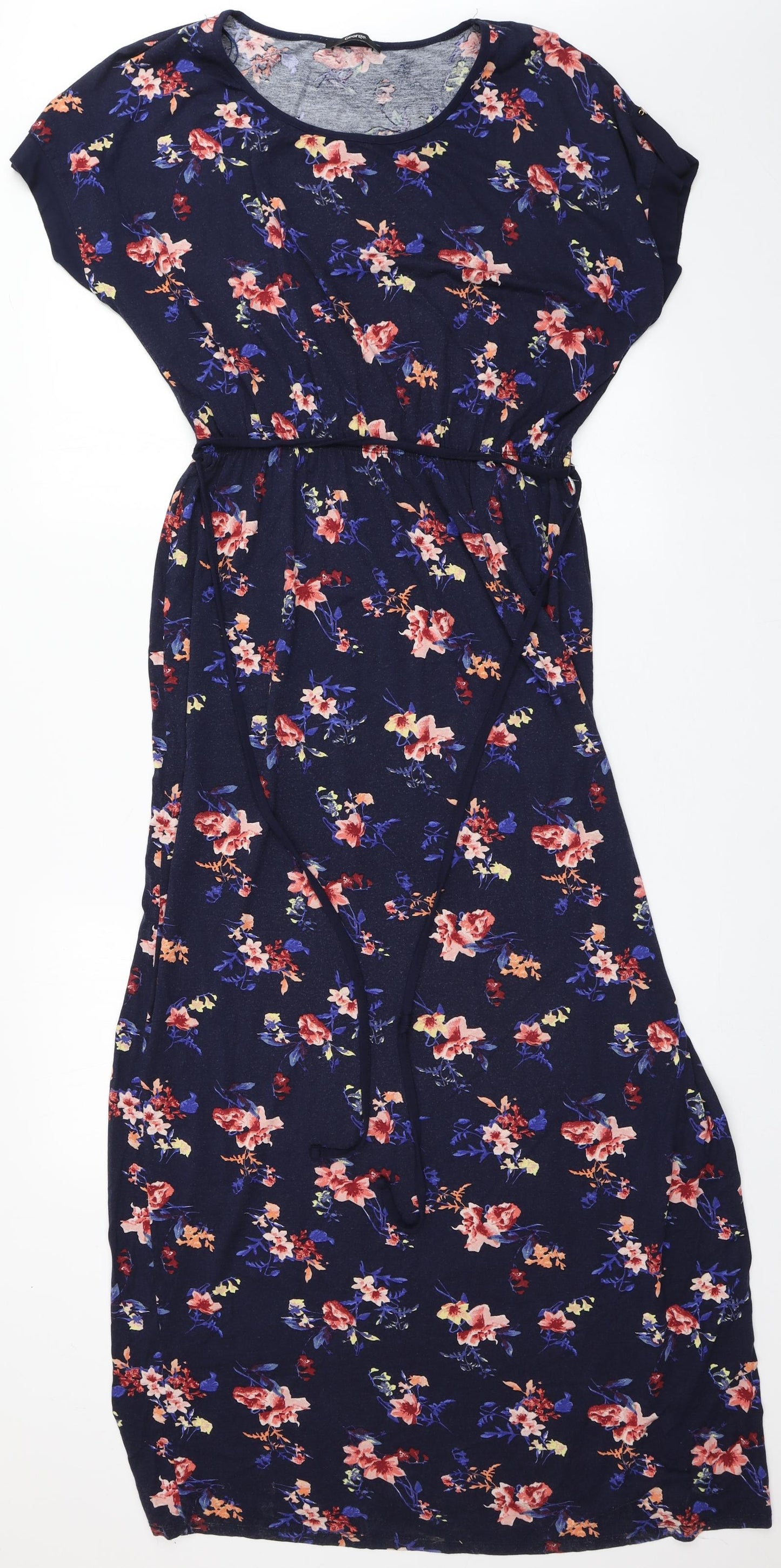 George Womens Blue Floral Viscose A-Line  Size 16  Round Neck