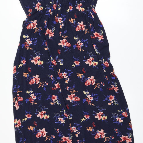 George Womens Blue Floral Viscose A-Line  Size 16  Round Neck