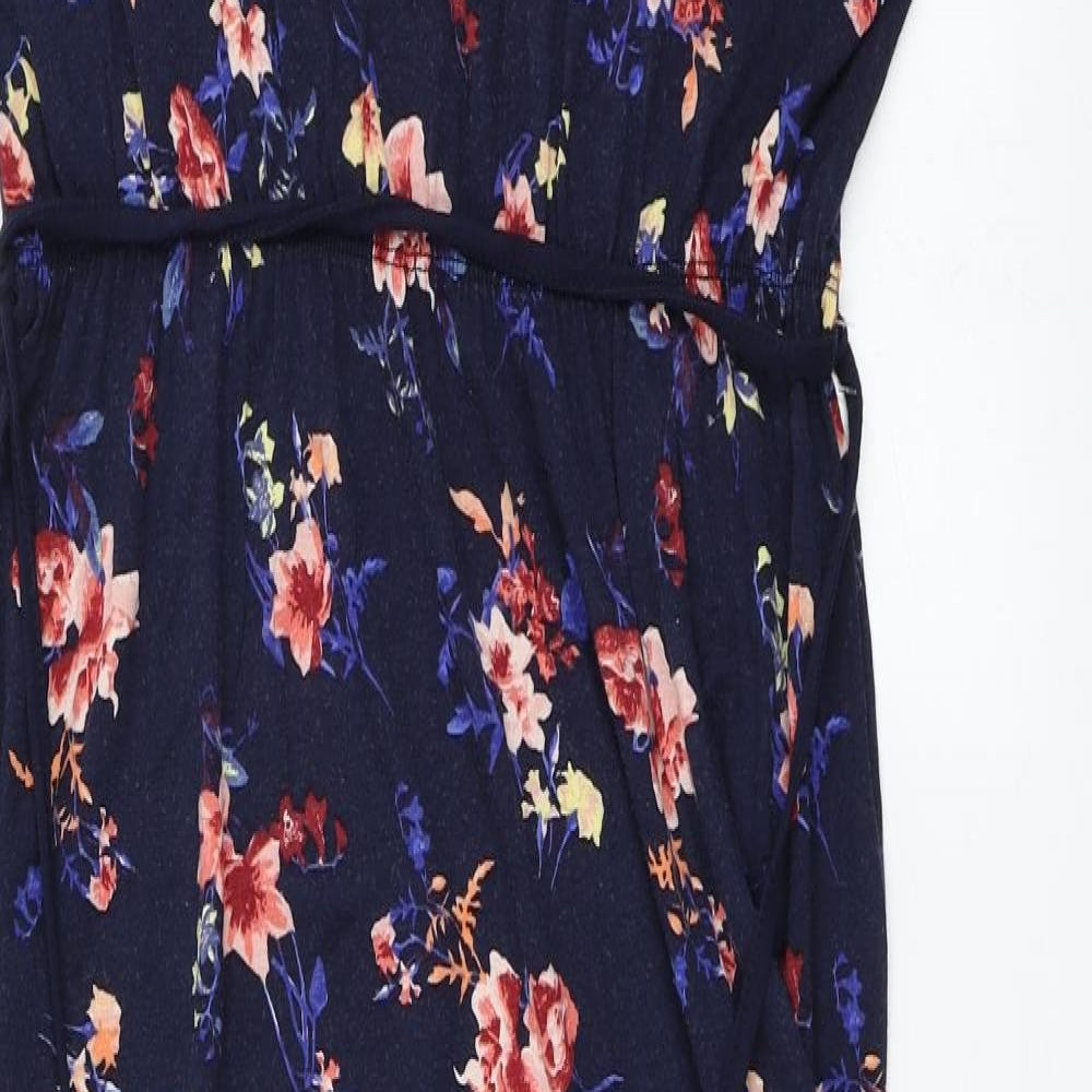 George Womens Blue Floral Viscose A-Line  Size 16  Round Neck