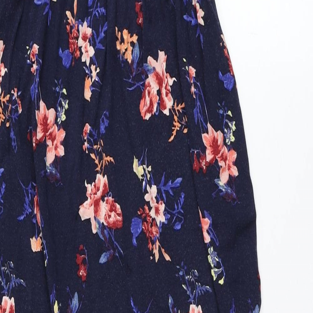 George Womens Blue Floral Viscose A-Line  Size 16  Round Neck