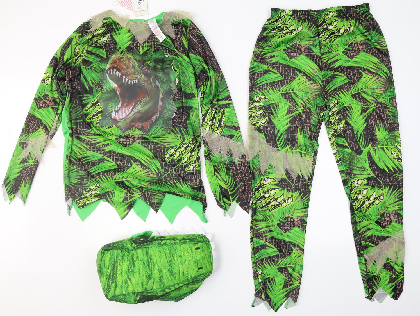 F&F Boys Green Animal Print Polyester  Lounge Set Size 11-12 Years   - dinosaur fancy dress