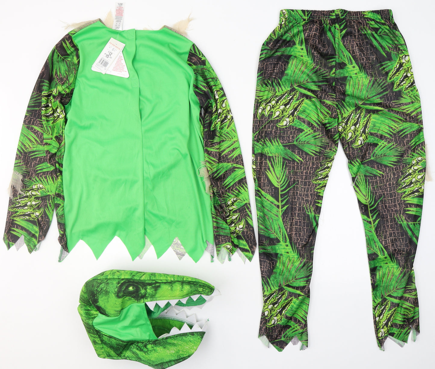 F&F Boys Green Animal Print Polyester  Lounge Set Size 11-12 Years   - dinosaur fancy dress