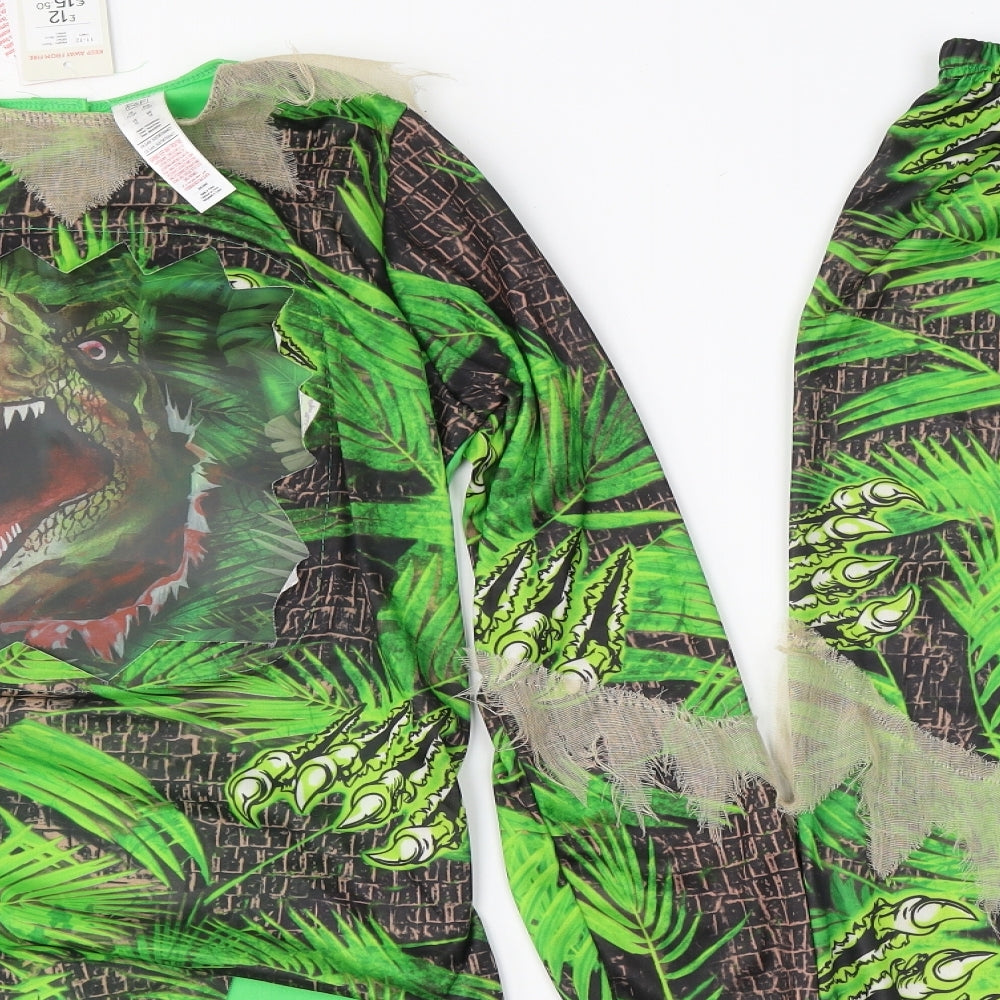 F&F Boys Green Animal Print Polyester  Lounge Set Size 11-12 Years   - dinosaur fancy dress