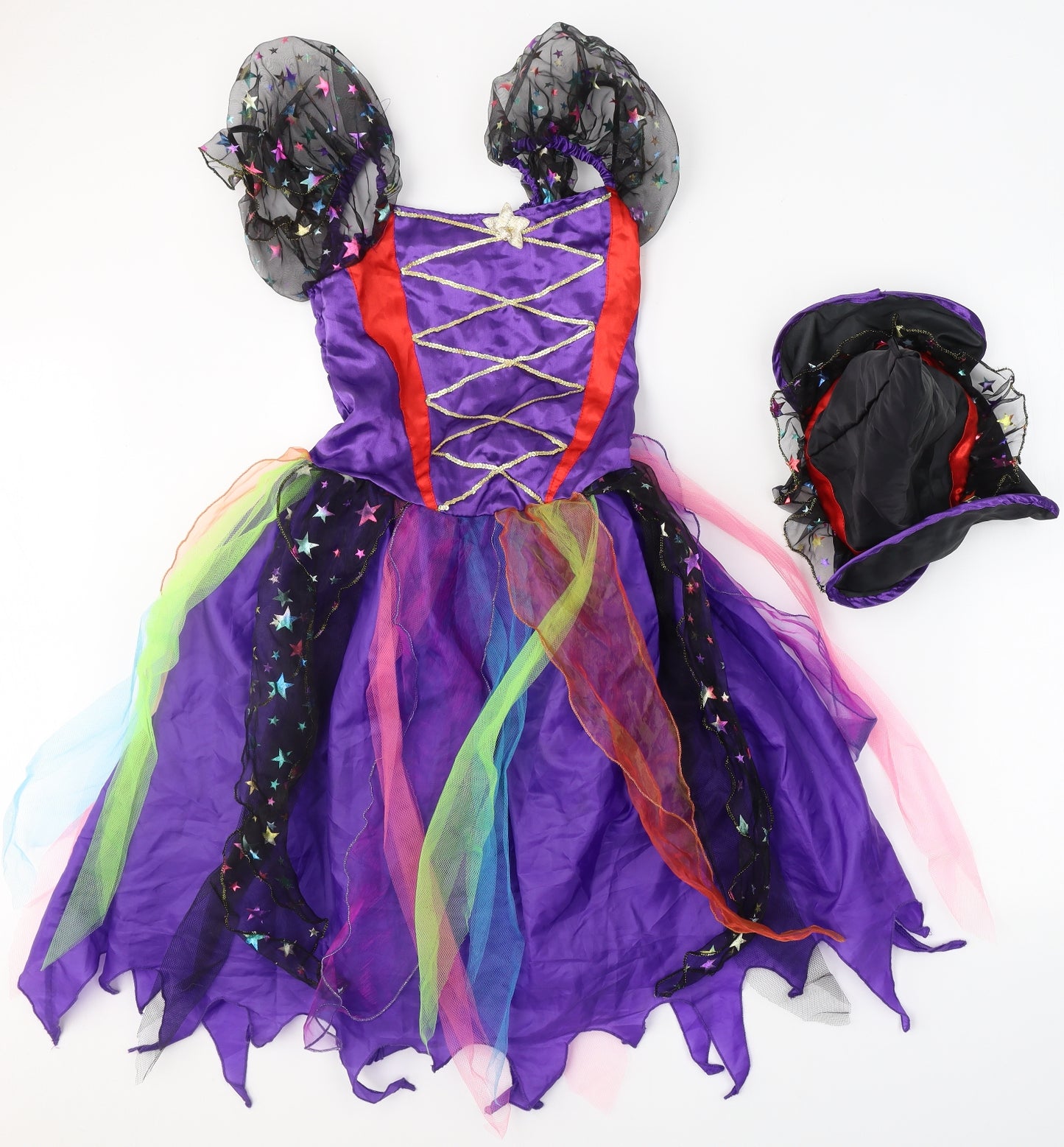 TU Girls Purple Solid Polyester Top Dress Size 11-12 Years   - Witch Costume