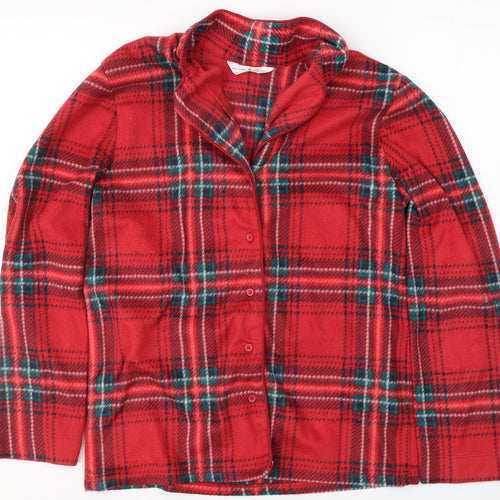 Marks and Spencer Mens Red Plaid Polyester  Pyjama Top Size S  Button