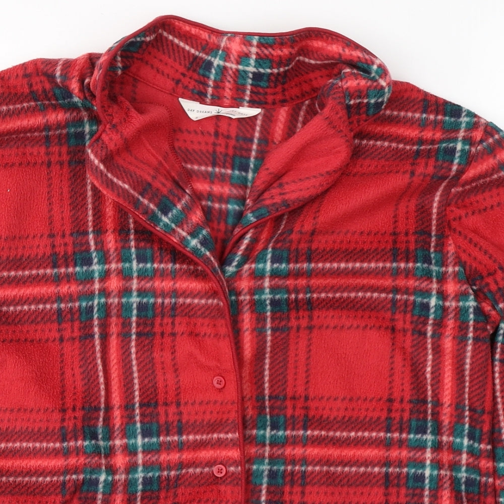 Marks and Spencer Mens Red Plaid Polyester  Pyjama Top Size S  Button