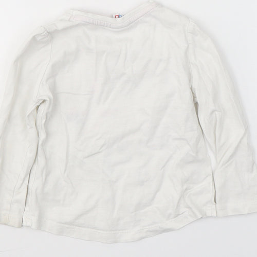 Mini Club Girls White  Cotton Basic Casual Size 9-12 Months Round Neck  - Flowers