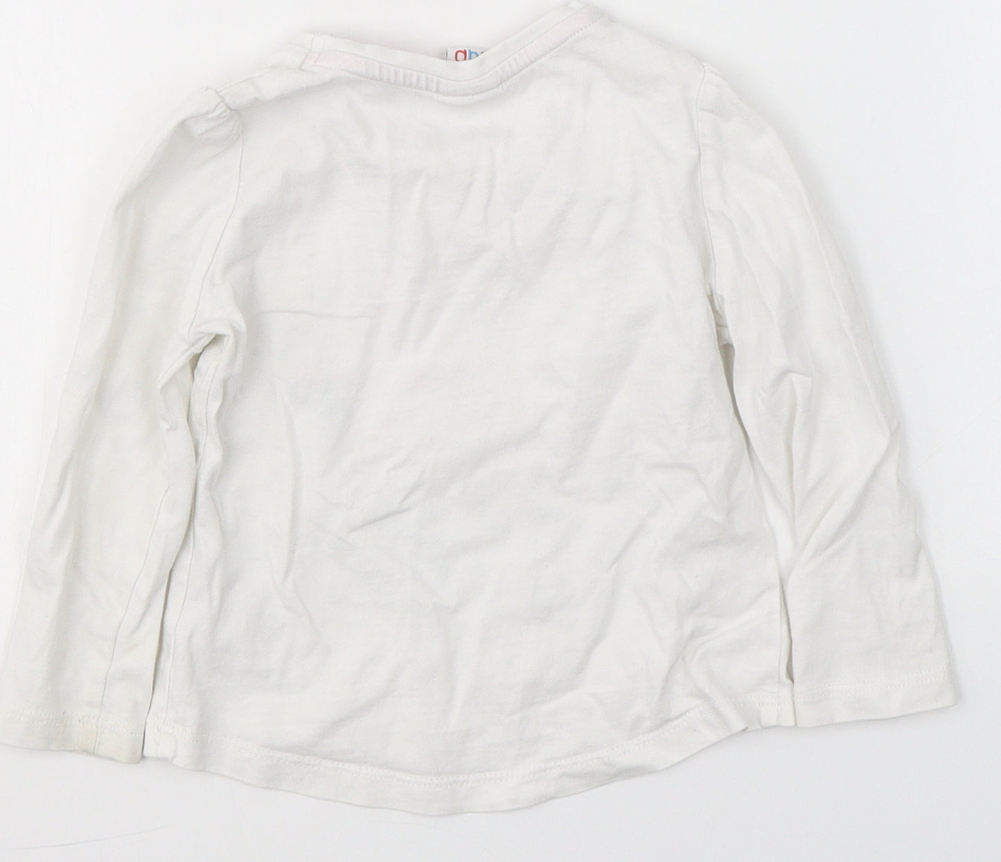 Mini Club Girls White  Cotton Basic Casual Size 9-12 Months Round Neck  - Flowers