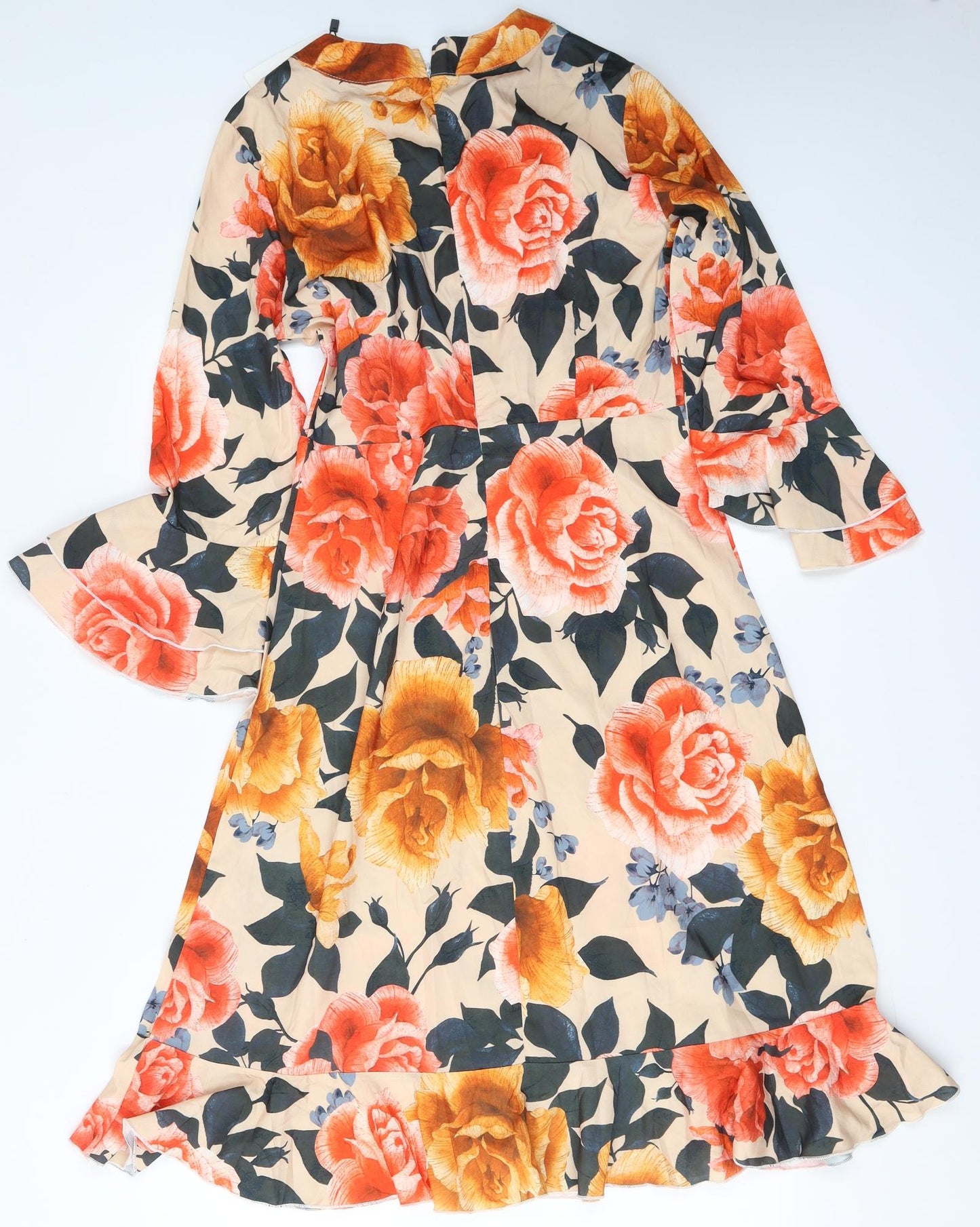 CBR Womens Multicoloured Floral Polyester Fit & Flare  Size L  Round Neck Zip - Roses