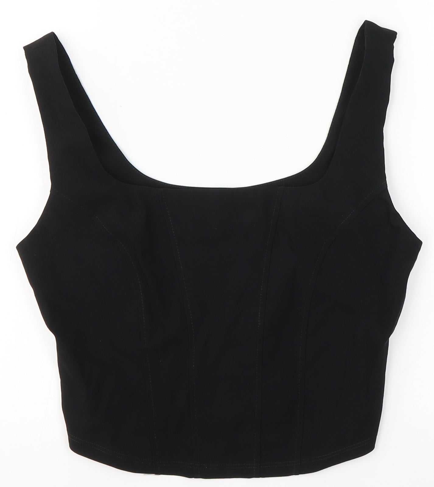 Primark Womens Black  Viscose Cropped Tank Size 12 Boat Neck
