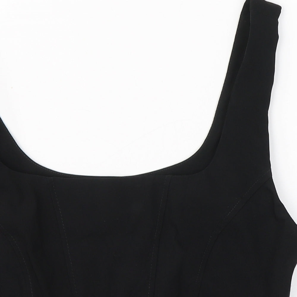 Primark Womens Black  Viscose Cropped Tank Size 12 Boat Neck