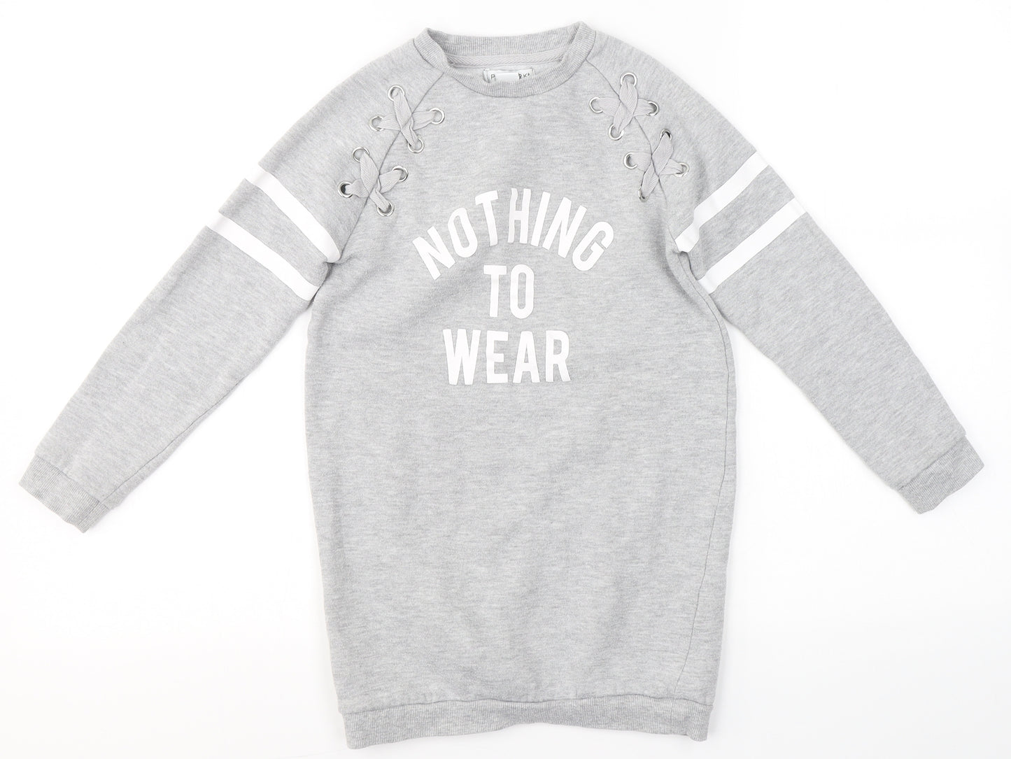 Primark Girls Grey Round Neck  Polyester Pullover Jumper Size 8-9 Years   - Nothing to Wear