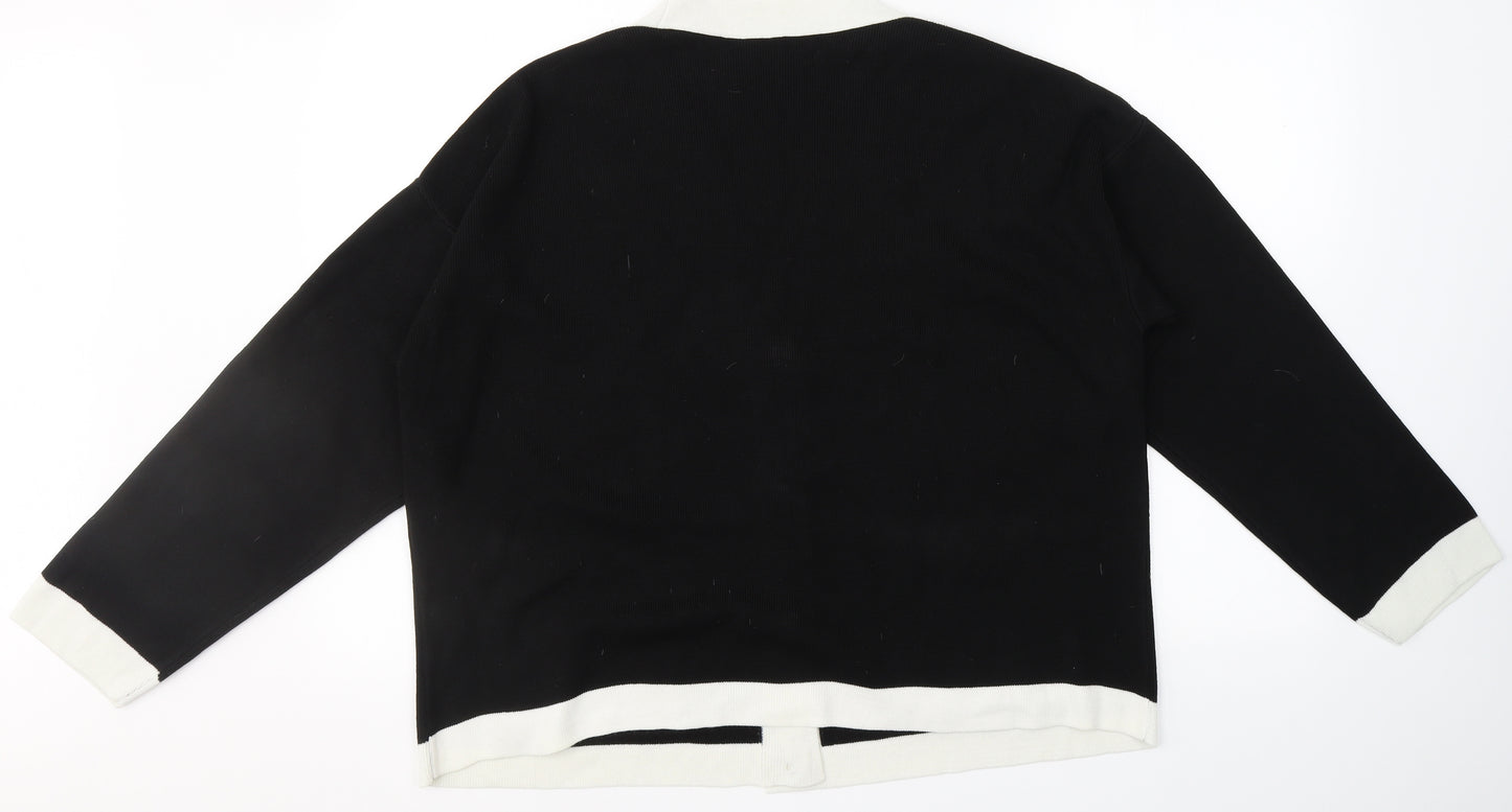 George Womens Black V-Neck  Acrylic Cardigan Jumper Size L