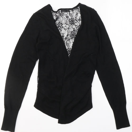 VERO MODA Womens Black V-Neck Floral Polyester Cardigan Jumper Size S   - Laced back