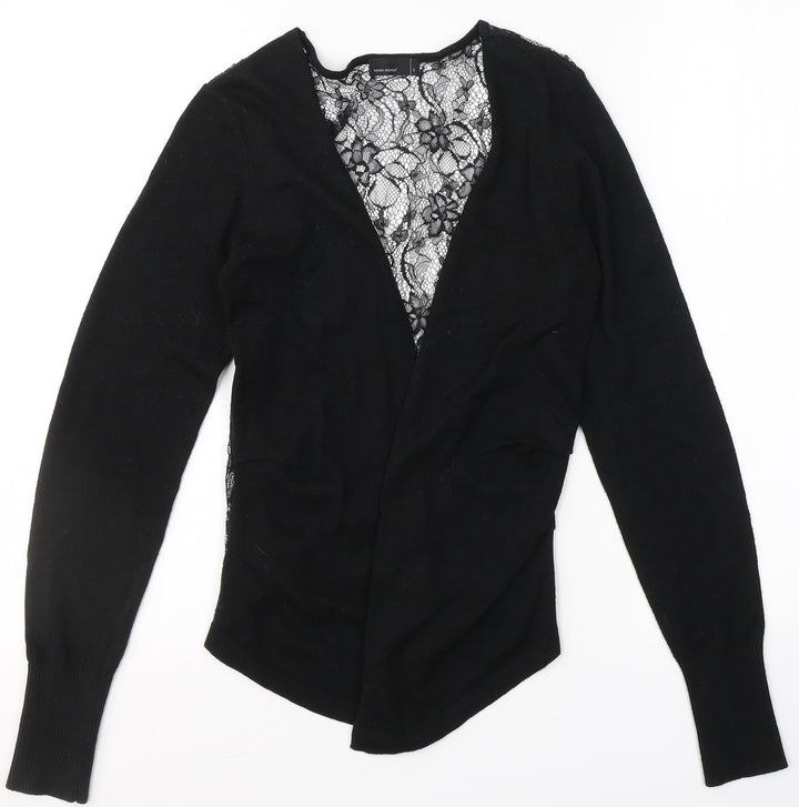 VERO MODA Womens Black V-Neck Floral Polyester Cardigan Jumper Size S - Laced back