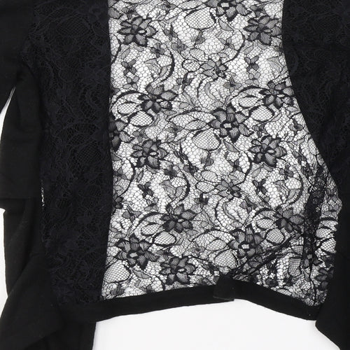 VERO MODA Womens Black V-Neck Floral Polyester Cardigan Jumper Size S   - Laced back