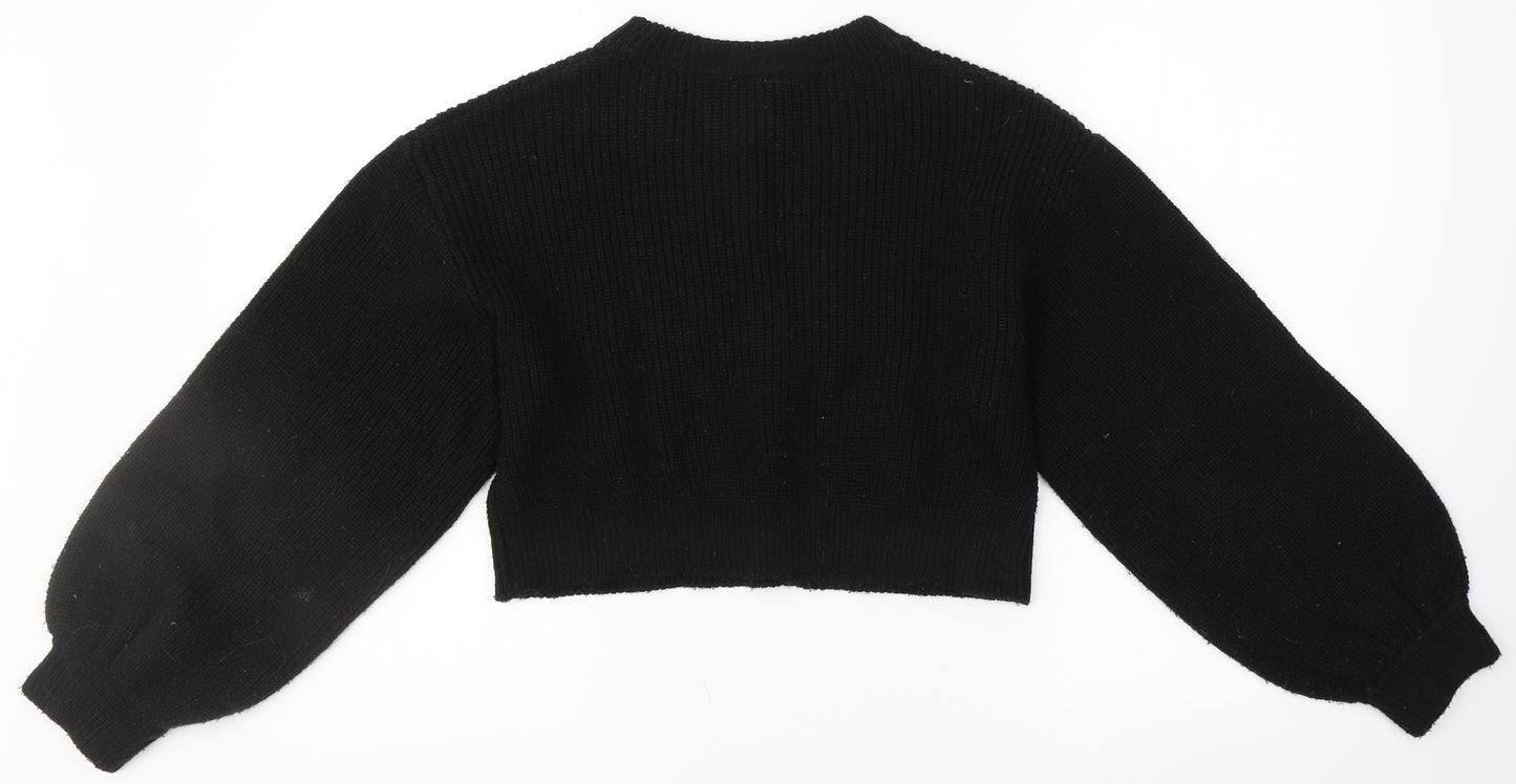 Divided by H&M Womens Black Roll Neck  Acrylic Pullover Jumper Size XS   - Crop top