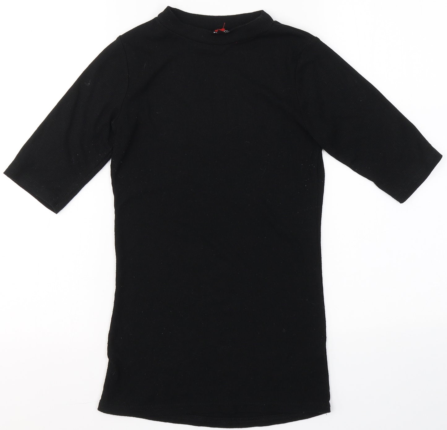 Doofi Womens Black  Cotton Basic T-Shirt Size S Round Neck