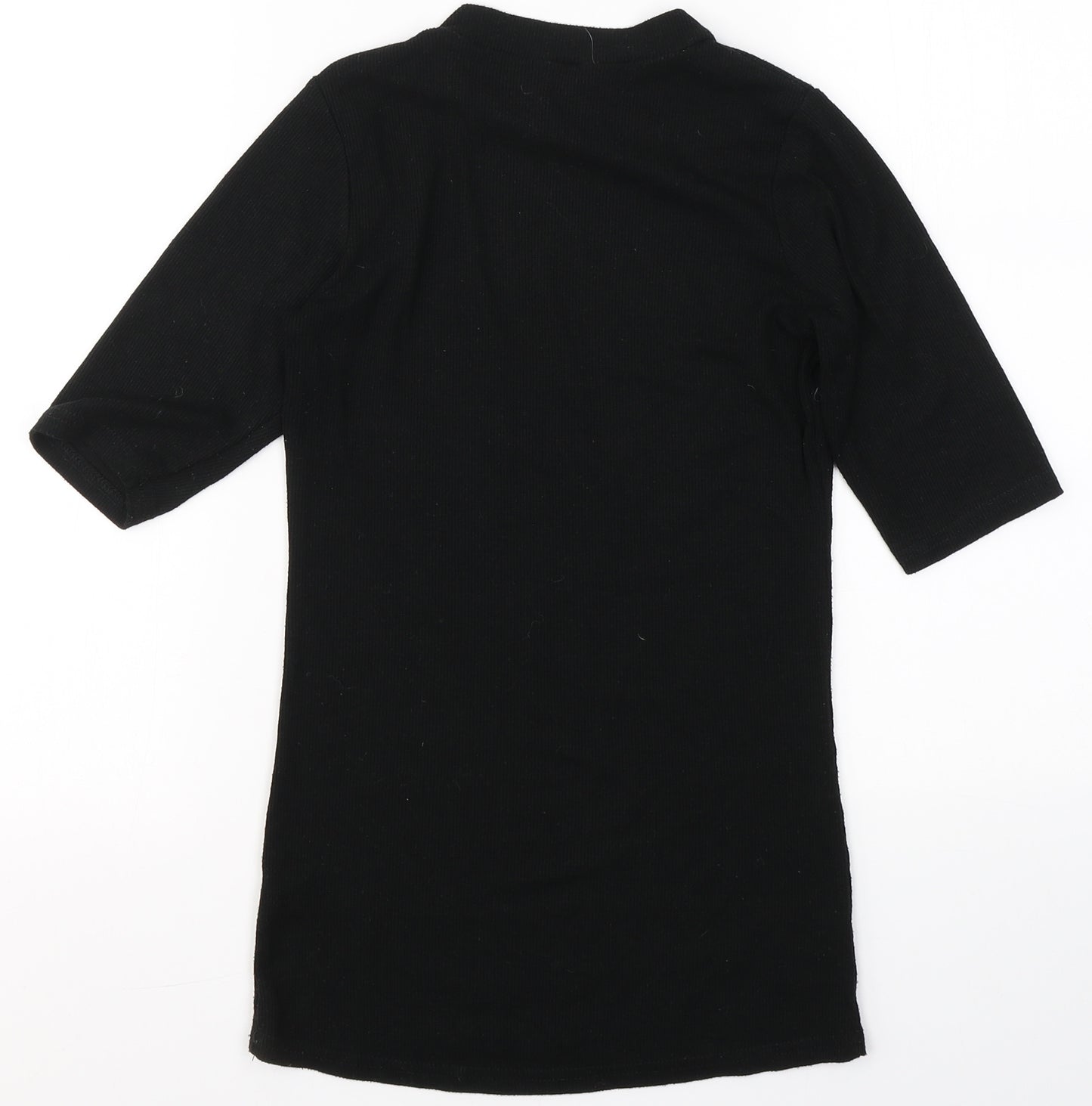 Doofi Womens Black  Cotton Basic T-Shirt Size S Round Neck