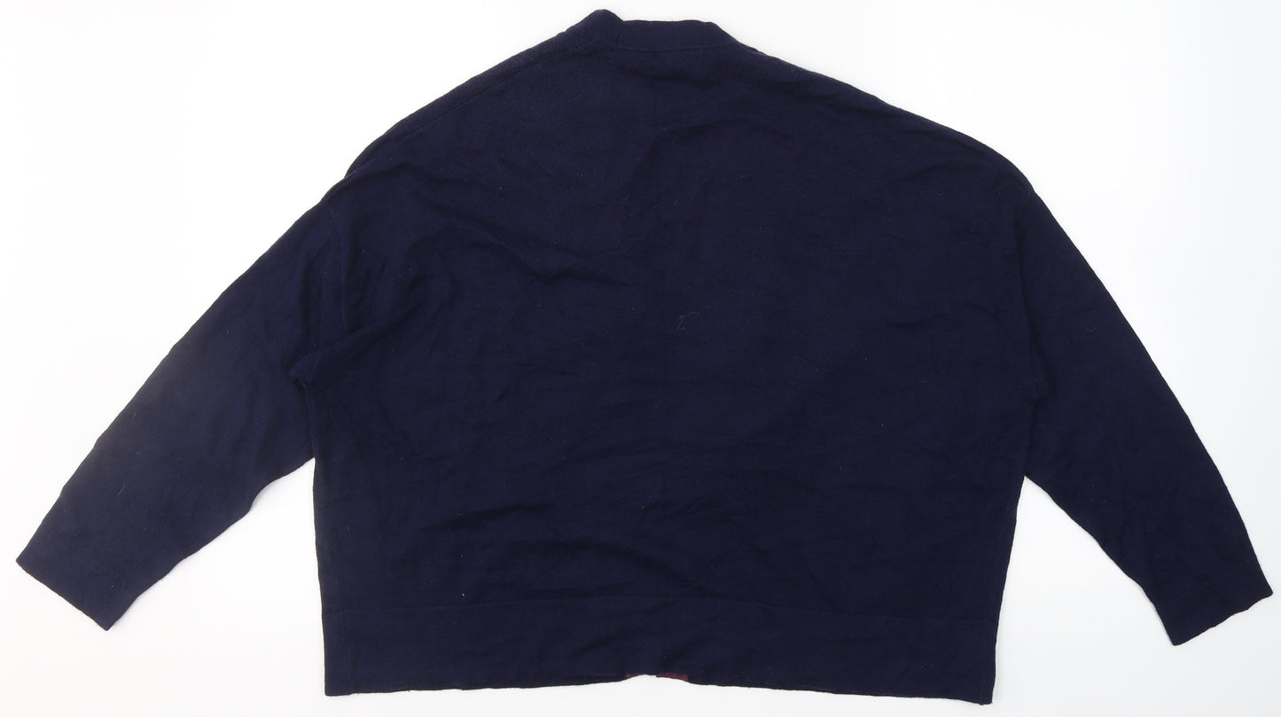 Marks and Spencer Womens Blue V-Neck  Cotton Cardigan Jumper Size 14