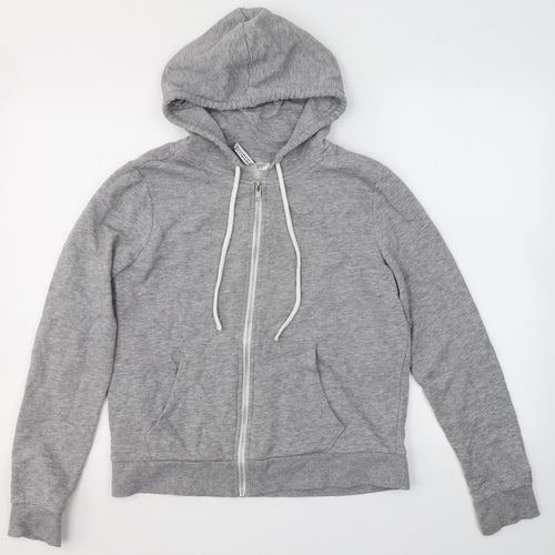 Divided by H&M Womens Grey Round Neck  Cotton Full Zip Jumper Size M