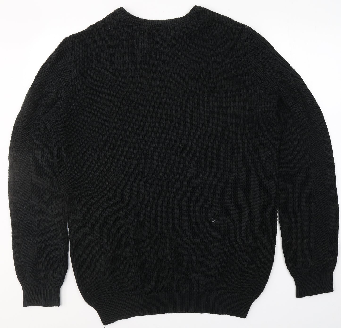 Primark Mens Black Round Neck  Acrylic Pullover Jumper Size L