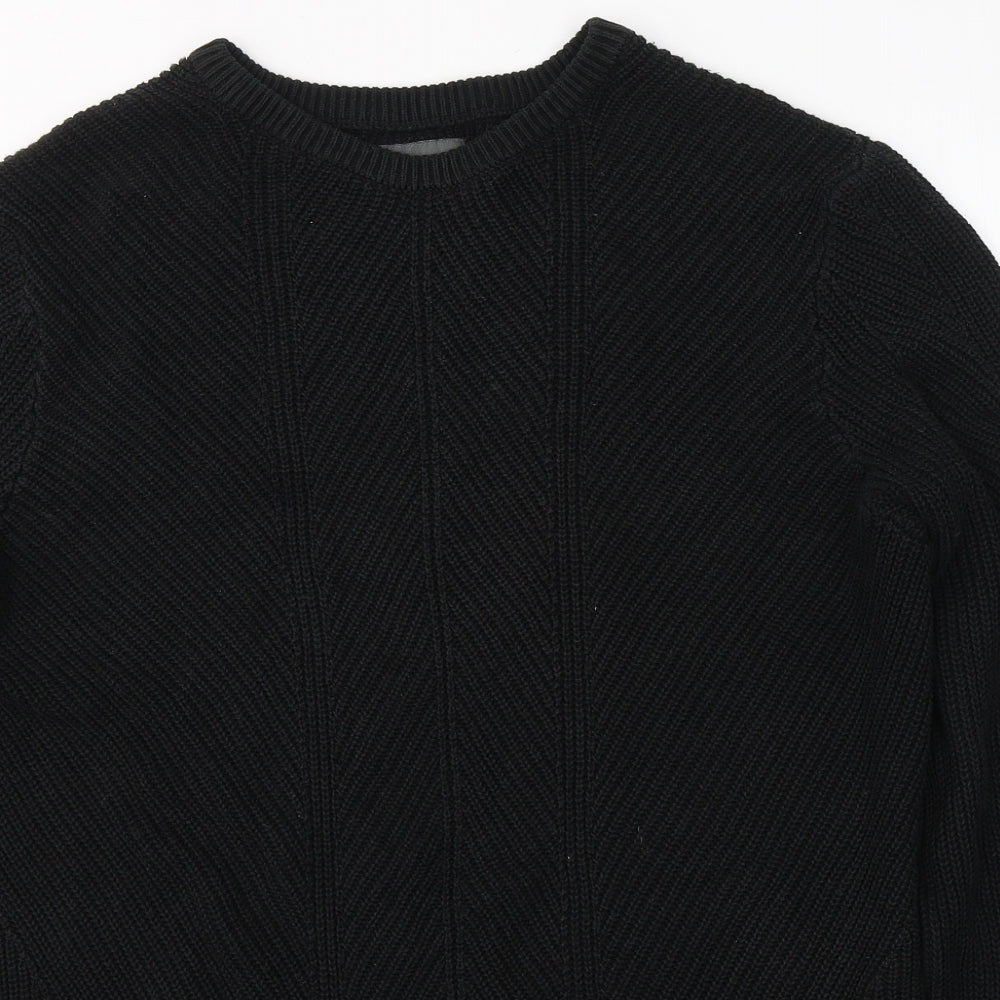 Primark Mens Black Round Neck  Acrylic Pullover Jumper Size L