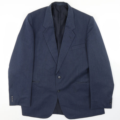 Canda Mens Blue Striped Wool Jacket Blazer Size 44