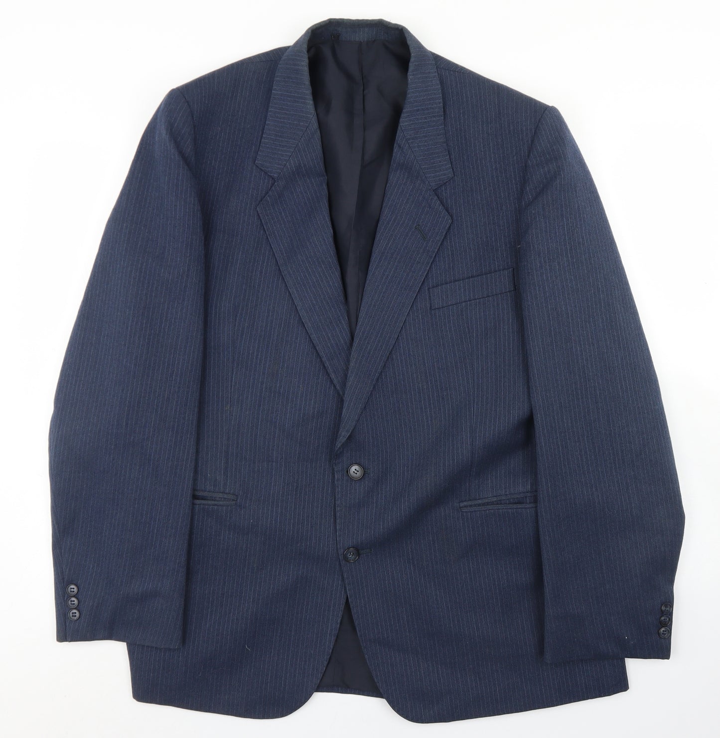 Canda Mens Blue Striped Wool Jacket Blazer Size 44