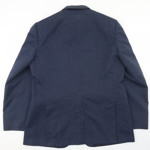 Canda Mens Blue Striped Wool Jacket Blazer Size 44