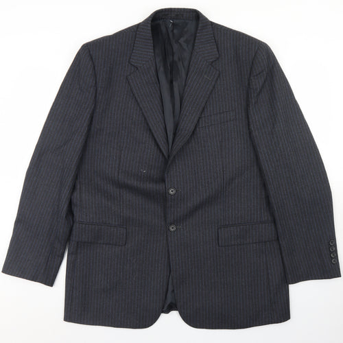 Brook Taverner Mens Grey Striped Wool Jacket Blazer Size 44