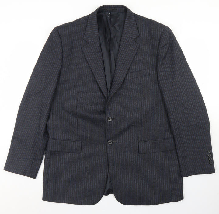 Brook Taverner Mens Grey Striped Wool Jacket Blazer Size 44