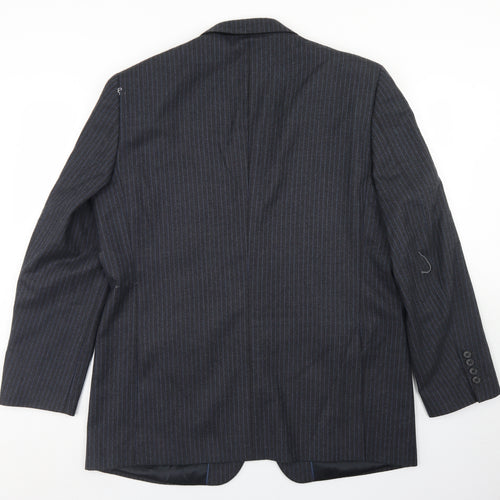 Brook Taverner Mens Grey Striped Wool Jacket Blazer Size 44