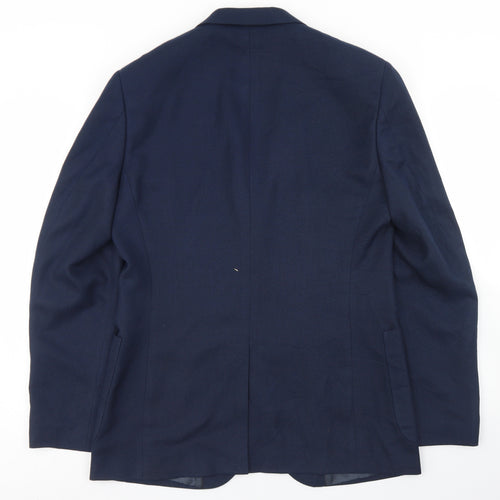 Preworn Mens Blue  Polyester Jacket Blazer Size 36