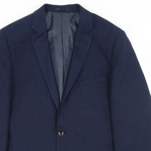 Preworn Mens Blue  Polyester Jacket Blazer Size 36