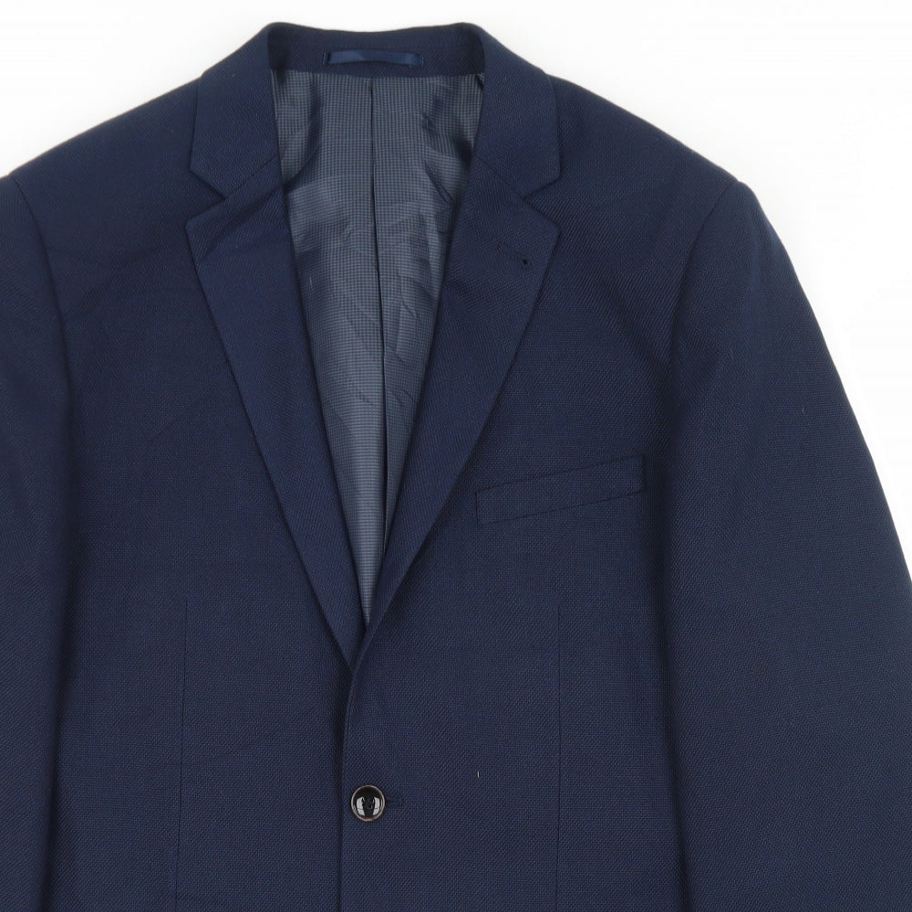 Preworn Mens Blue  Polyester Jacket Blazer Size 36