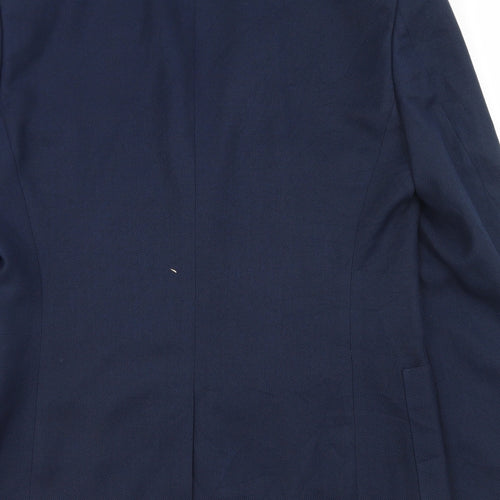 Preworn Mens Blue  Polyester Jacket Blazer Size 36
