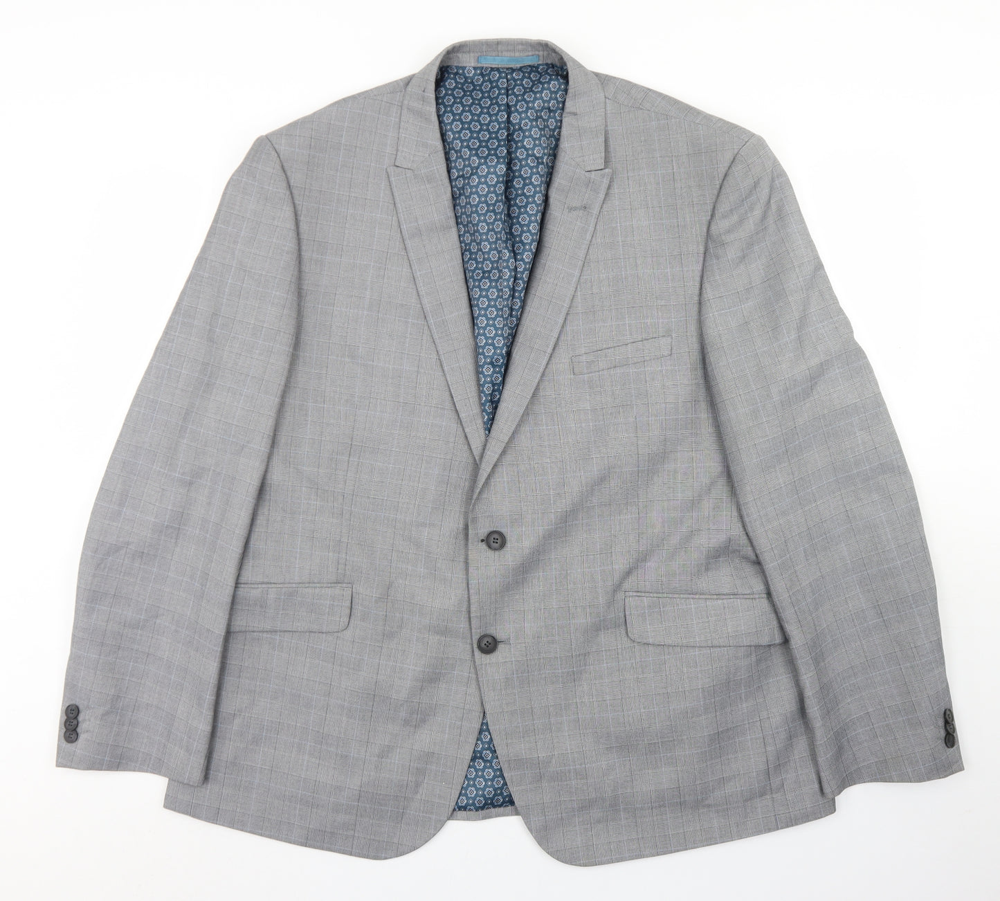 Taylor & Wright Mens Grey Plaid Polyester Jacket Blazer Size 46   - Tailored fit
