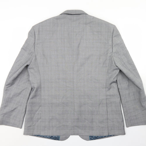 Taylor & Wright Mens Grey Plaid Polyester Jacket Blazer Size 46   - Tailored fit