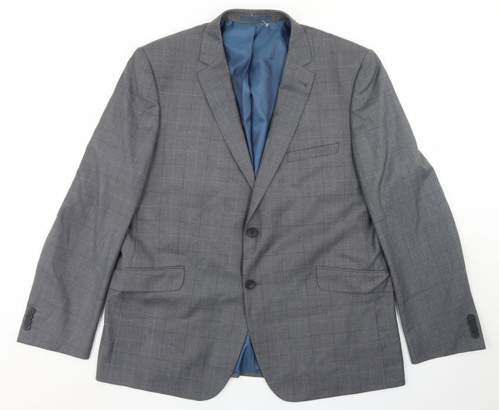 Taylor & Wright Mens Grey Plaid Polyester Jacket Blazer Size 46