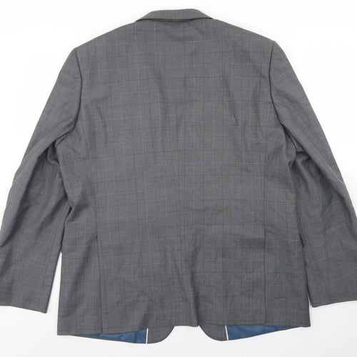 Taylor & Wright Mens Grey Plaid Polyester Jacket Blazer Size 46