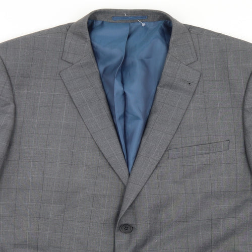 Taylor & Wright Mens Grey Plaid Polyester Jacket Blazer Size 46
