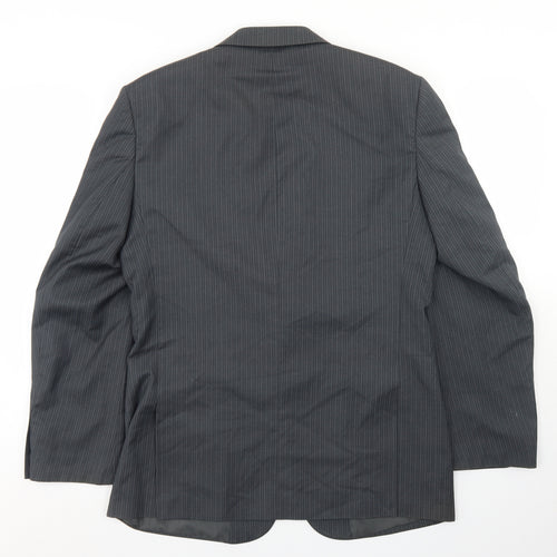 George Mens Grey Striped Polyester Jacket Blazer Size 38