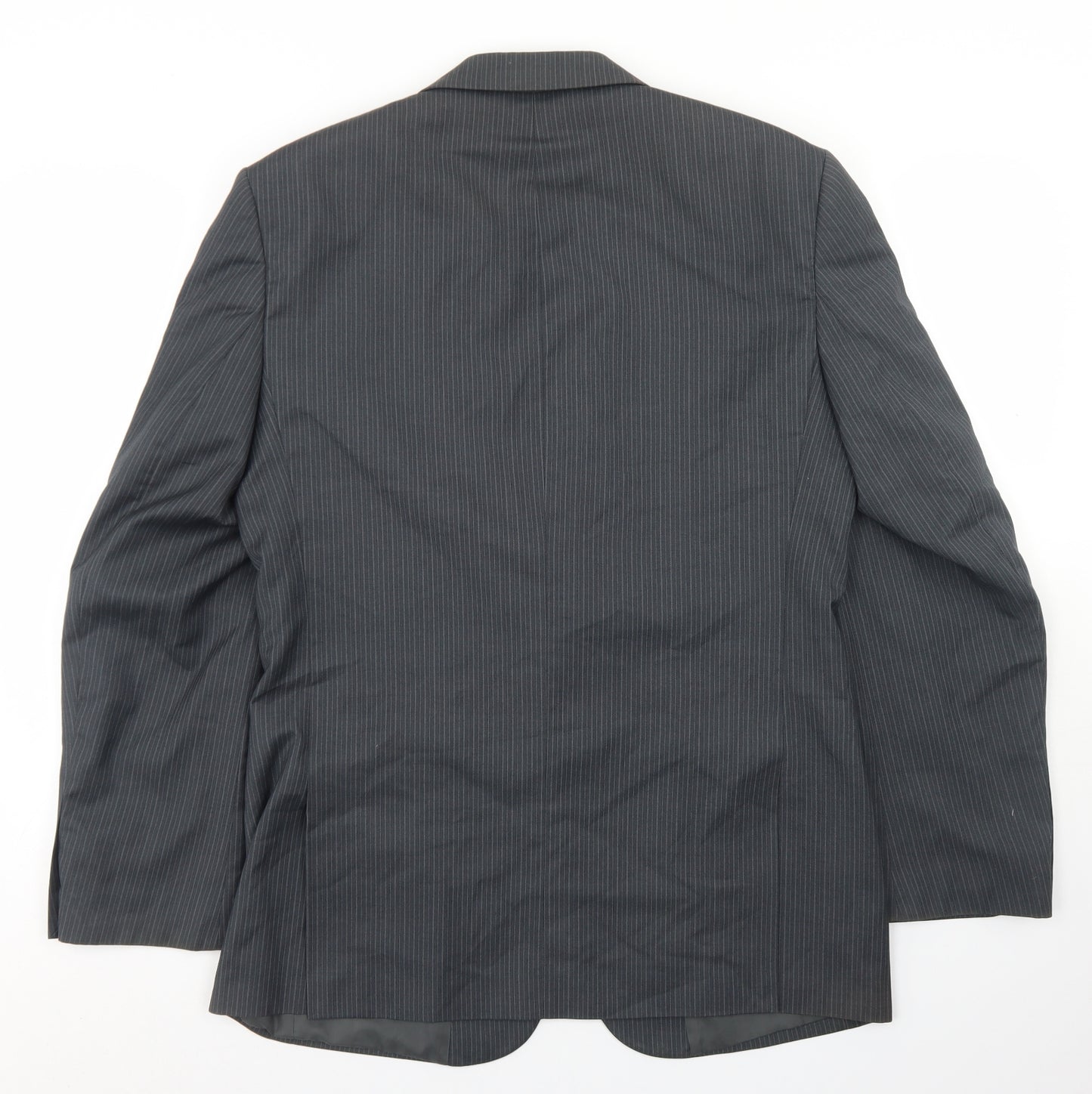 George Mens Grey Striped Polyester Jacket Blazer Size 38