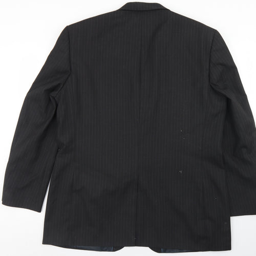 F&F Mens Black Striped Polyester Jacket Blazer Size 44