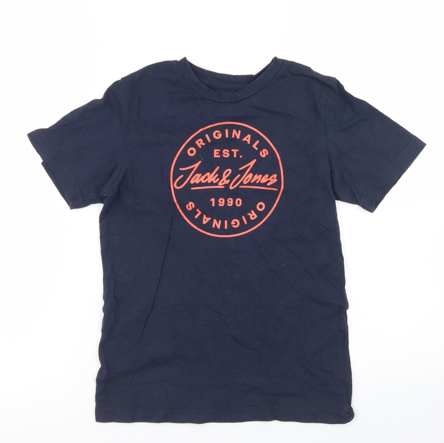 JACK & JONES Boys Blue  Cotton Basic T-Shirt Size 10 Years Crew Neck