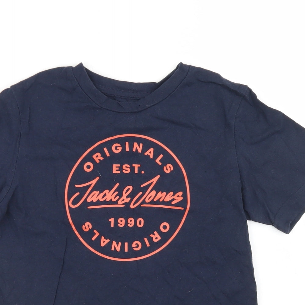 JACK & JONES Boys Blue  Cotton Basic T-Shirt Size 10 Years Crew Neck