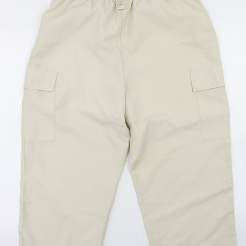 Nutshell Womens Beige  Polyester Cargo Trousers Size M L21 in Regular Drawstring